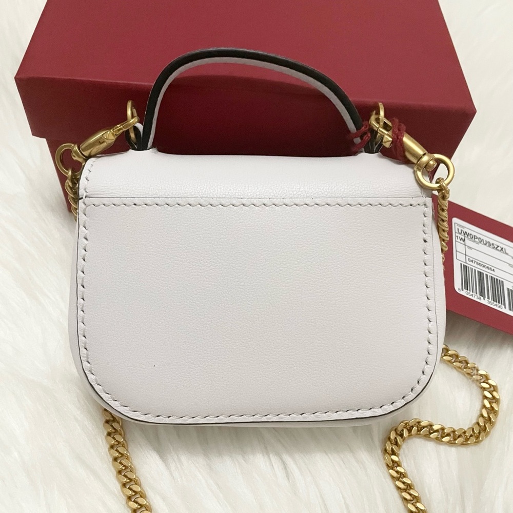 Valentino Garavani White Mini VLogo Top Handle Bag with Gold Hardware - Picture 5 of 12